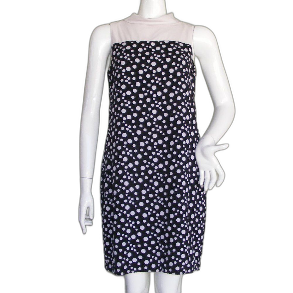 KARL LAGERFELD Dress, 6, Black/Ecru, Polka Dots, Sleeveless